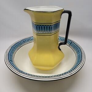 J & G Meakin Sol England MCM Retro Wash Basin Pitcher Vtg Mid Century 16.5" Bowl